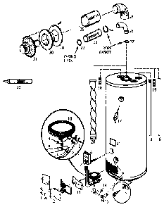 Replacement Parts Diagram and Parts List for 153333622  Kenmore Water Heater