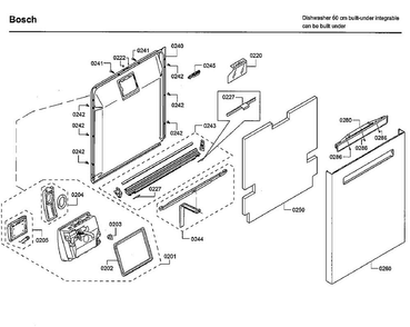 Door Diagram and Parts List for SHP65TL6UC 09 Bosch Dishwasher