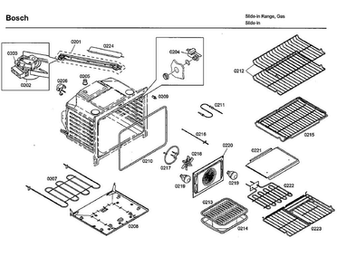 Oven Diagram and Parts List for HDI7132U 03 Bosch Range