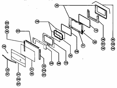 Main Oven Door Assembly Diagram and Parts List for RES30Q  Thermador Range