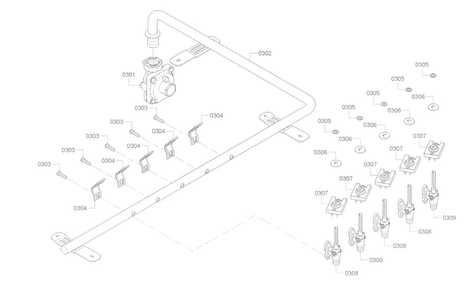 Valve Asy Diagram and Parts List for NGM8055UC 02 Bosch Cooktop