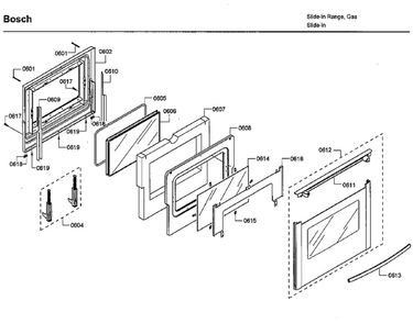 Door Diagram and Parts List for HDI7282U 08 Bosch Range