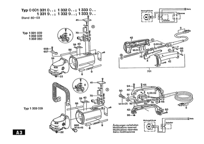 Section 2 Diagram and Parts List for 0601331039  Bosch Angle Grinder