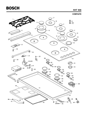 01 - COMPLETE Diagram and Parts List for NHT926  Bosch Range