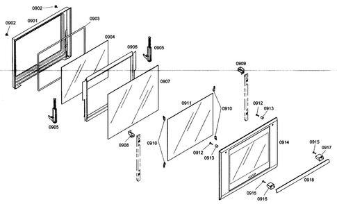 Oven Door Assy Diagram and Parts List for MEMW301ES01  Thermador Microwave