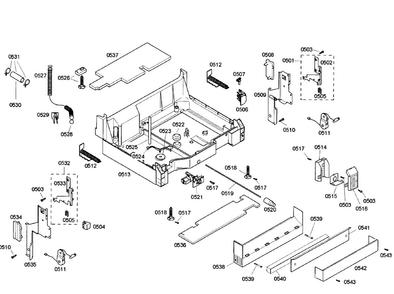 Base Diagram and Parts List for SHX57C05UC 31 Bosch Dishwasher