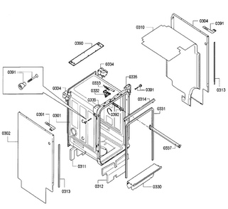 Cabinet Diagram and Parts List for SPV5ES53UC 30 Bosch Dishwasher
