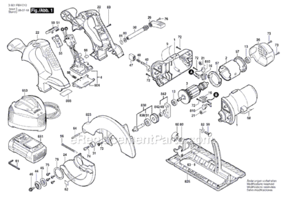 Page A Diagram and Parts List for CCS180B 3601F6H010 Bosch Circular Saw