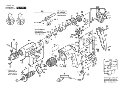 Section 1 Diagram and Parts List for 0601169539  Bosch Drill