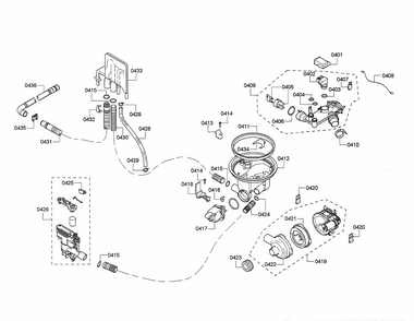 Heater/sump/pump Diagram and Parts List for S35KMK35UC 64 Bosch Dishwasher