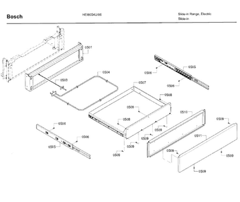 Drawer Assy Diagram and Parts List for HEI8054U 06 Bosch Range