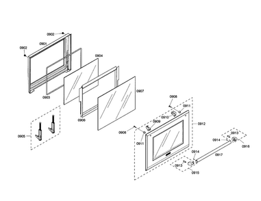 Oven Door Diagram and Parts List for PODMW301-01  Thermador Wall Oven