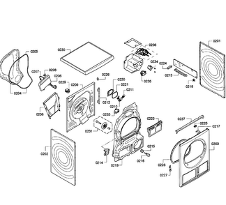 Cabinet Assy Diagram and Parts List for WTE86300US 10 Bosch Dryer