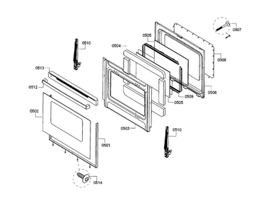 Door Diagram and Parts List for HGS3063UC 12 Bosch Range