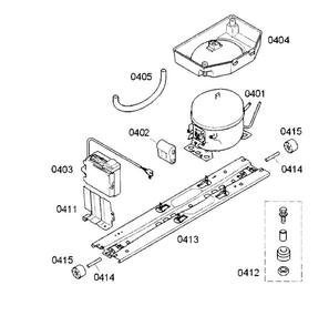 Compressor Diagram and Parts List for B10CB80NVS 03 Bosch Refrigerator