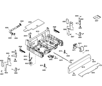 Base Assy Diagram and Parts List for SHE55C05UC 58 Bosch Dishwasher