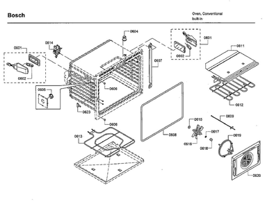 Cavity 2 Diagram and Parts List for HBLP651RUC 03 Bosch Wall Oven