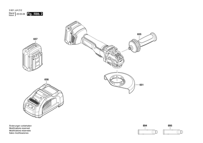 Diagram 2 Diagram and Parts List for GWX18V-10P 3 601 JJ4 212 Bosch Angle Grinder