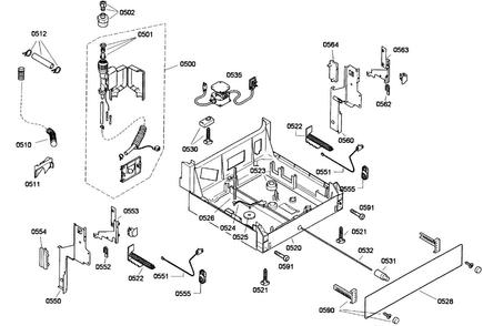 Base Assy Diagram and Parts List for SRX53C15UC 01 Bosch Dishwasher