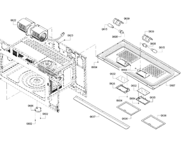 Motor Diagram and Parts List for HMV5052U 02 Bosch Microwave