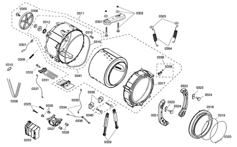 Drum Assy Diagram and Parts List for WFMC220RUC 13 Bosch Washer