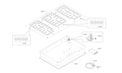 Grid Asy Diagram and Parts List for NGM8055UC 02 Bosch Cooktop