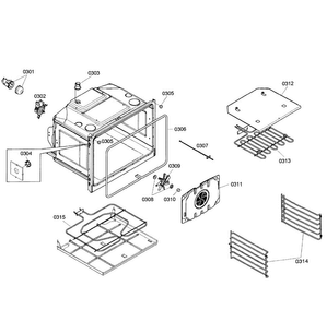 Oven Assy Diagram and Parts List for HBN3450UC 02 Bosch Wall Oven