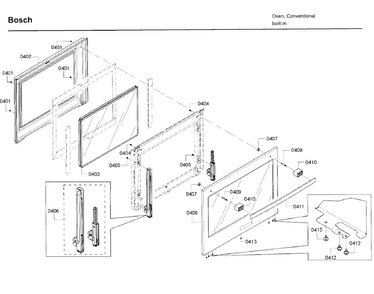 Door Diagram and Parts List for HBL8751UCC 02 Bosch Microwave Oven Combo