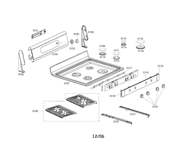 Cooktop Diagram and Parts List for HDS7132U 01 Bosch Range