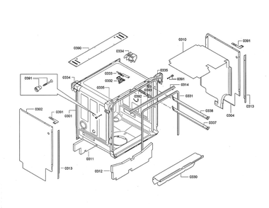 Tub/Trim Diagram and Parts List for DWHD640JFP B3 Thermador Dishwasher