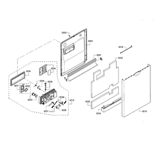 Door Assy Diagram and Parts List for SHE55RF5UC 68 Bosch Dishwasher