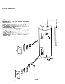 Power Miser 40 Gallon Diagram and Parts List for 153316455  Kenmore Water Heater
