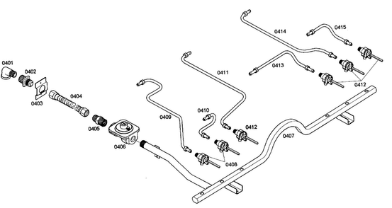 Gas Supply Diagram and Parts List for PRD366EHU03  Thermador Range