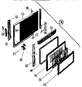 Food Cavity Door Diagram and Parts List for MC25  Thermador Microwave