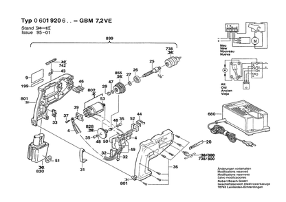 Section 1 Diagram and Parts List for 0601920623  Bosch Cordless Drill