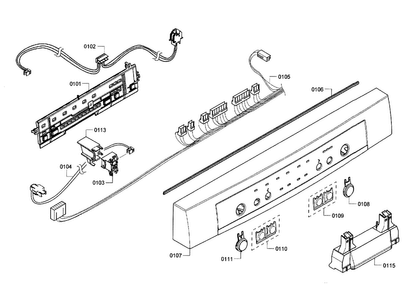 Control Panel Diagram and Parts List for SHE3AR52UC 12 Bosch Dishwasher