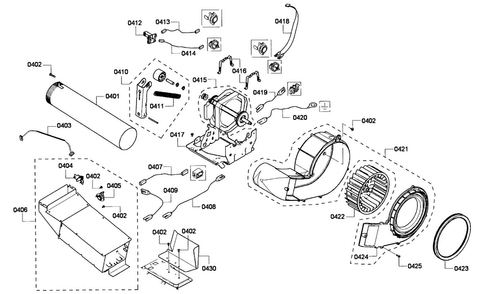 Motor Assy Diagram and Parts List for WTVC533AUS 09 Bosch Dryer