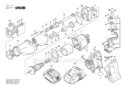 Page A Diagram and Parts List for CRS180B 3601F4J010 Bosch Reciprocating Saw