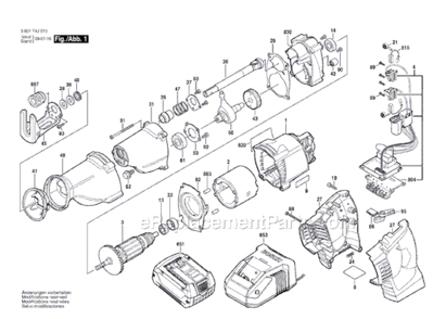 Page A Diagram and Parts List for CRS180K 3601F4J010 Bosch Reciprocating Saw