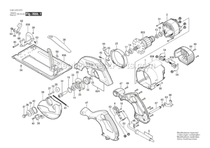 Page A Diagram and Parts List for CS5 0601672075 Bosch Circular Saw