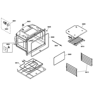 Oven Lower Diagram and Parts List for HBL3560UC 03 Bosch Wall Oven