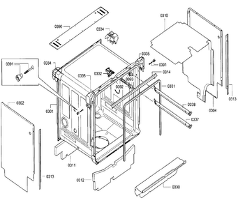 Cabinet Diagram and Parts List for SGE68U55UC B4 Bosch Dishwasher