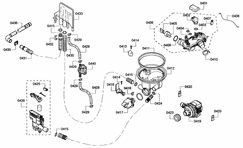 Pump Diagram and Parts List for S45KMK12UC 60 Bosch Dishwasher