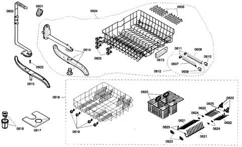 Accessory Diagram and Parts List for SHV46C13UC 21 Bosch Dishwasher