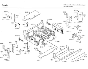 Base Diagram and Parts List for SHE66C02UC 48 Bosch Dishwasher