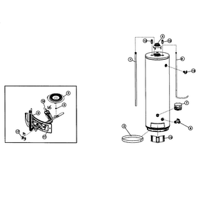 Water Heater Diagram and Parts List for 153331861  Kenmore Water Heater