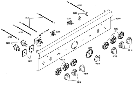 Control Panel Diagram and Parts List for PRG364EDH01  Thermador Range