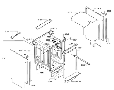 Frame Diagram and Parts List for SPE5ES55UC 30 Bosch Dishwasher