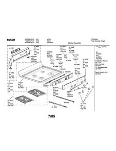 Maintop Assembly Diagram and Parts List for HGS232UC 01 Bosch Range