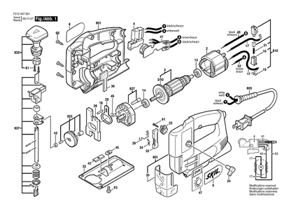 Bosch 4470 (F012447002) Diagram and Parts List for 4470 F012447002 Bosch Jig Saw
